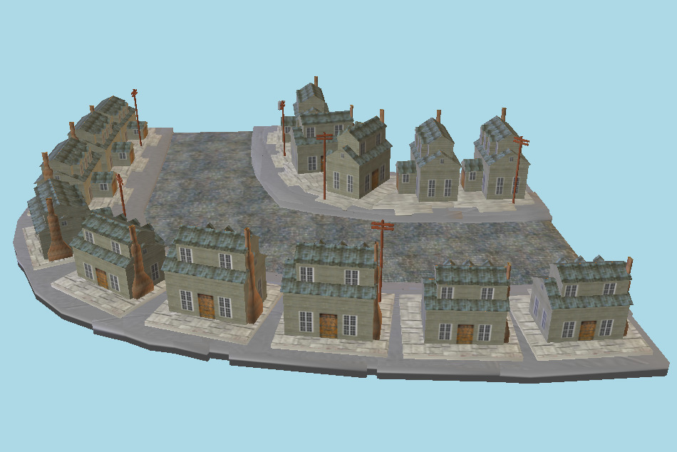Old Fashion Town 3d model